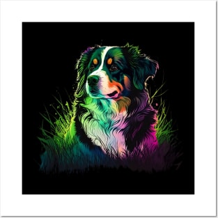 Australian Shepherd Painted Rainbow Posters and Art